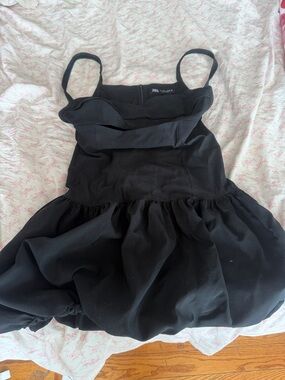 Zara Girls Black Spaghetti-Strap Party Dress with Full Skirt